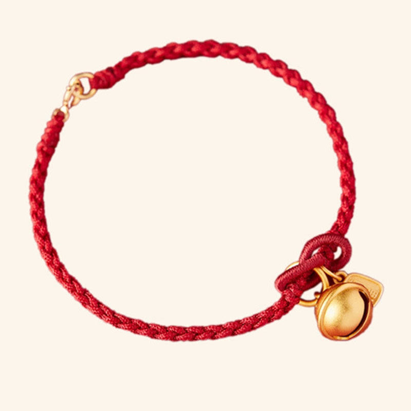 Buddha Stones Handmade Fu Character Charm Luck Happiness Bell Red Rope Bracelet - image 10