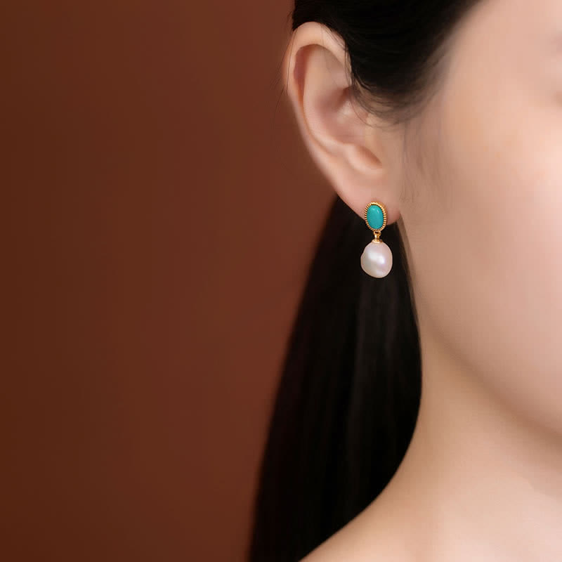 Buddha Stones 925 Sterling Silver Pearl Turquoise Healing Ring Earrings Necklace Pendant - image 6