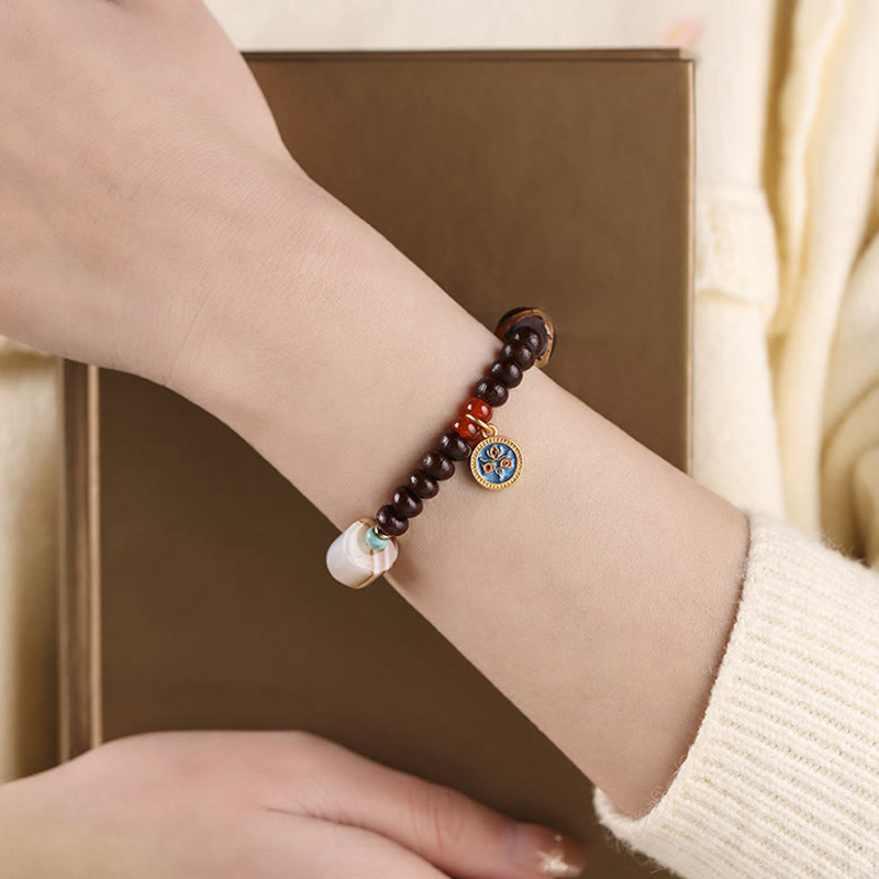 Buddha Stones Natural Tibet Purple Bodhi Seed Dzi Bead God of Wealth Wisdom Bracelet - image 2