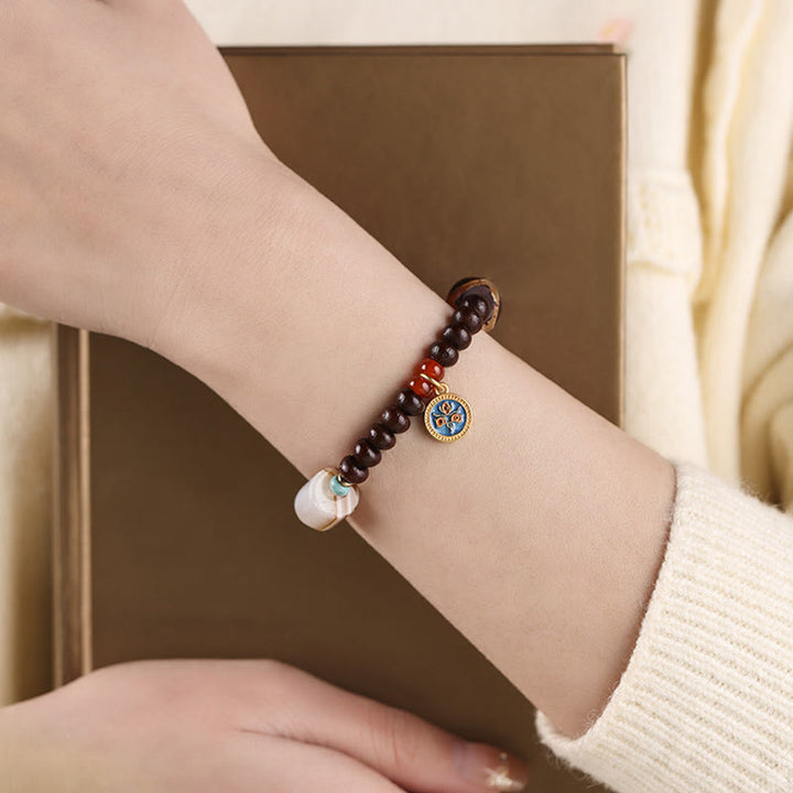 Buddha Stones Natural Tibet Purple Bodhi Seed Dzi Bead God of Wealth Wisdom Bracelet - image 2