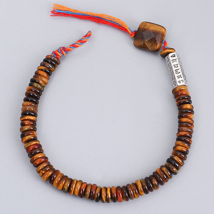 Buddha Stones Tibetan Tiger Eye Om Mani Padme Hum Protection Power Bracelet - image 9