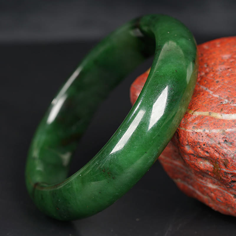 Buddha Stones Natural Hetian Cyan Jade Happiness Success Bracelet Bangle - image 4