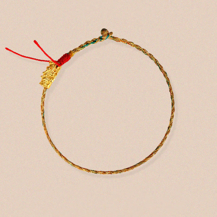 Buddha Stones Year of the Dragon Handmade Colorful Dragon Carved Success Braided Bracelet - image 11
