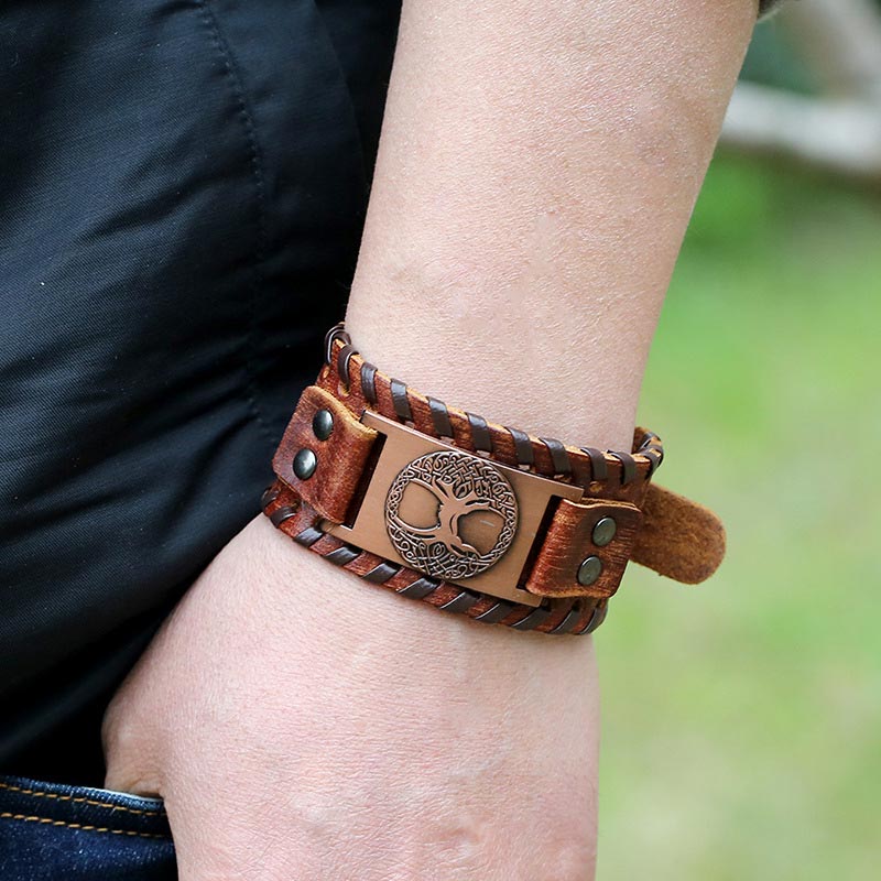 Buddha Stones Lucky Tree Of Life Balance Leather Bracelet - image 2