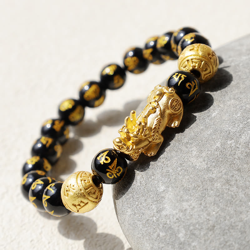 Buddha Stones FengShui PiXiu Obsidian Wealth Bracelet - image 1
