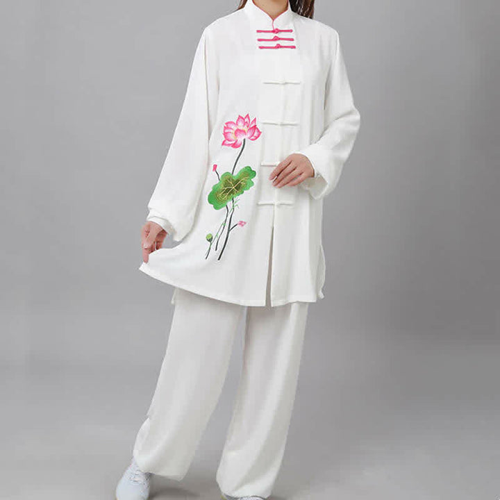 Buddha Stones Lotus Flower Leaf Pattern Tai Chi Meditation Prayer Spiritual Zen Practice Clothing Women's Set - image 15