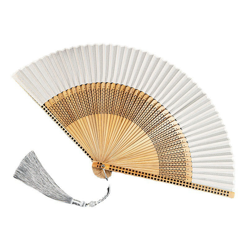 Buddha Stones Vintage Handheld Folding Fan With Bamboo Frames - image 21