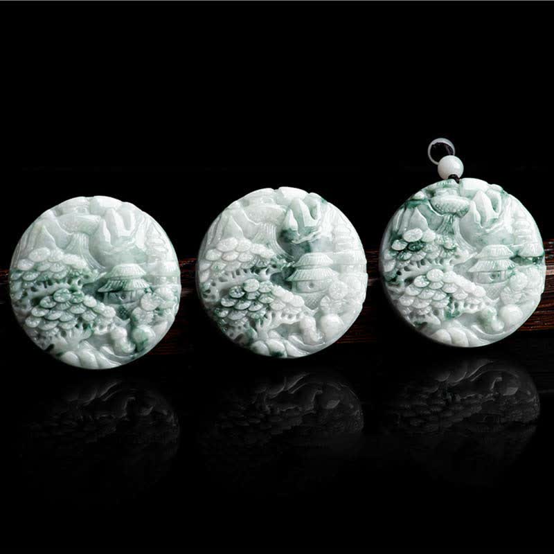 Buddha Stones Mountain Landscape Jade Abundance String Necklace - image 6
