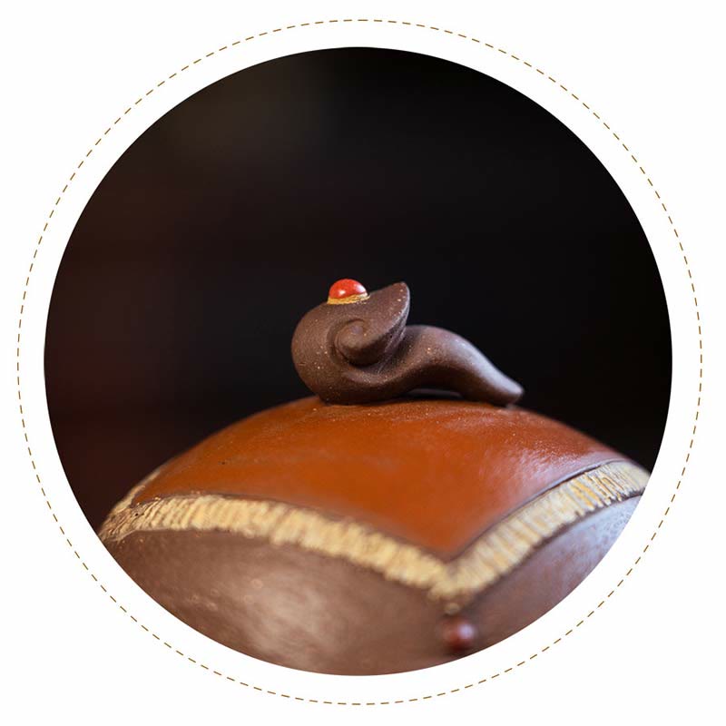 Buddha Stones Cute Elephant Auspicious Clouds Purple Clay Ceramic Teapot - image 7