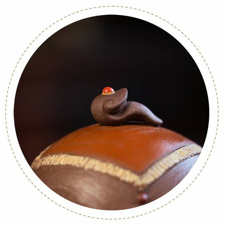 Buddha Stones Cute Elephant Auspicious Clouds Purple Clay Ceramic Teapot - image 7