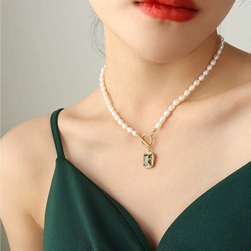 Pearl Zircon Wealth Charm Necklace Pendant - image 12