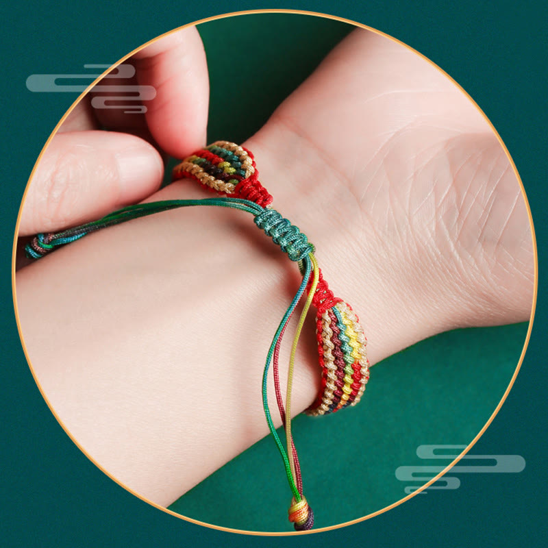 Buddha Stones Tibet Handmade Rainbow Multicolored Protection Braided String Bracelet - image 6