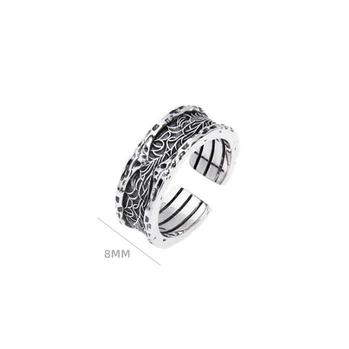 Buddha Stones 925 Sterling Silver Retro Tang Dynasty Flower Design Luck Adjustable Ring - image 7