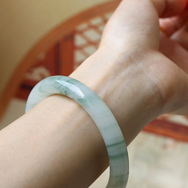 Buddha Stones Natural Jade Luck Prosperity Bangle Bracelet - image 6