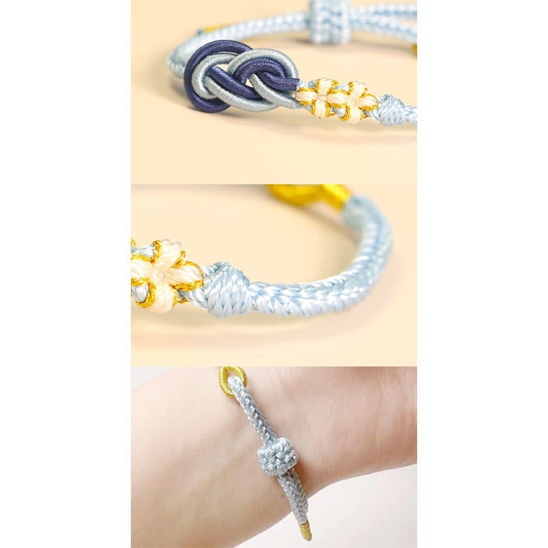 Buddha Stones Handcrafted Eight Thread Peace Knot Peach Blossom Knot Luck Connection Bracelet - image 9