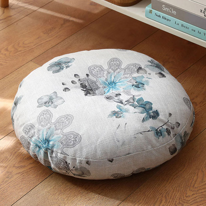 Buddha Stones Lotus Simple Pattern Linen Meditation Seat Cushion Home Living Room Decoration - Detachable - Approx. 40cm × 10cm (slight variation possible) - AliceBlue - image 18