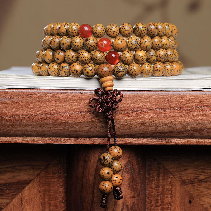 Buddha Stones 108 Mala Beads Bodhi Seed Red Agate Auspiciousness Bracelet - Bodhi Seed(Auspiciousness♥Luck) - image 0