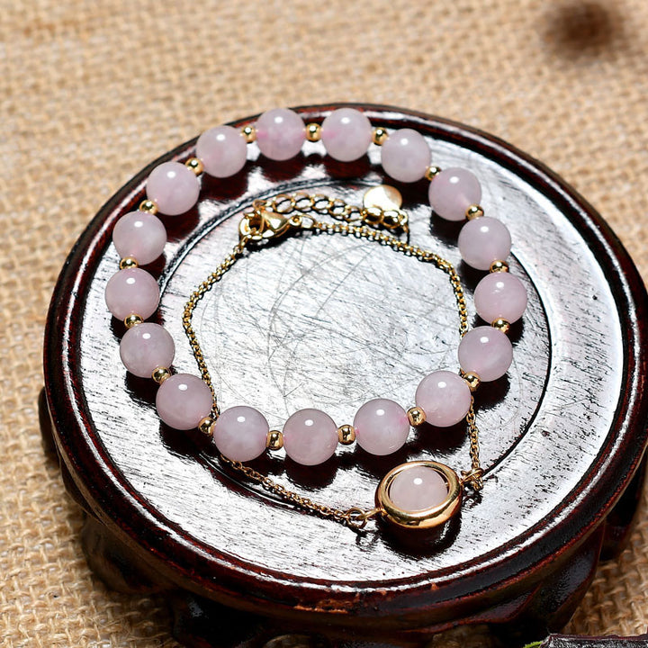 Buddha Stones Sun Stone Strawberry Quartz Crystal Positive Bracelet - image 11