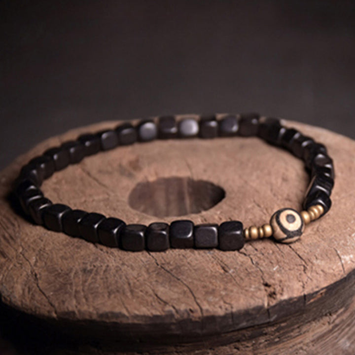 Buddha Stones Ebony Wood Dzi Bead Copper Peace Couple Bracelet - image 7