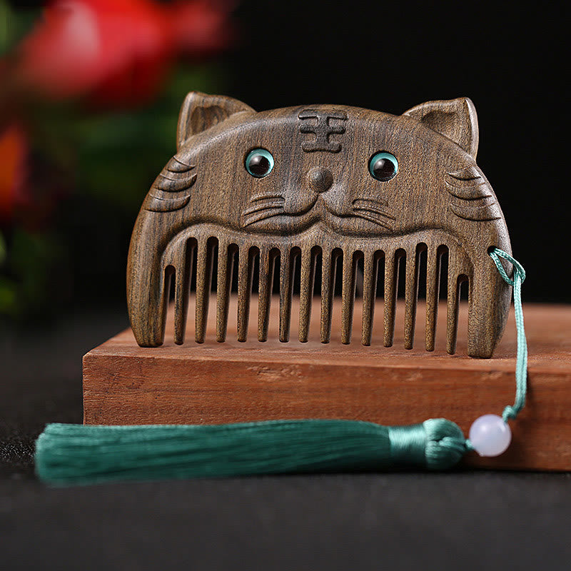 Chinese Zodiac Green Sandalwood Peace Mini Portable Comb - image 0