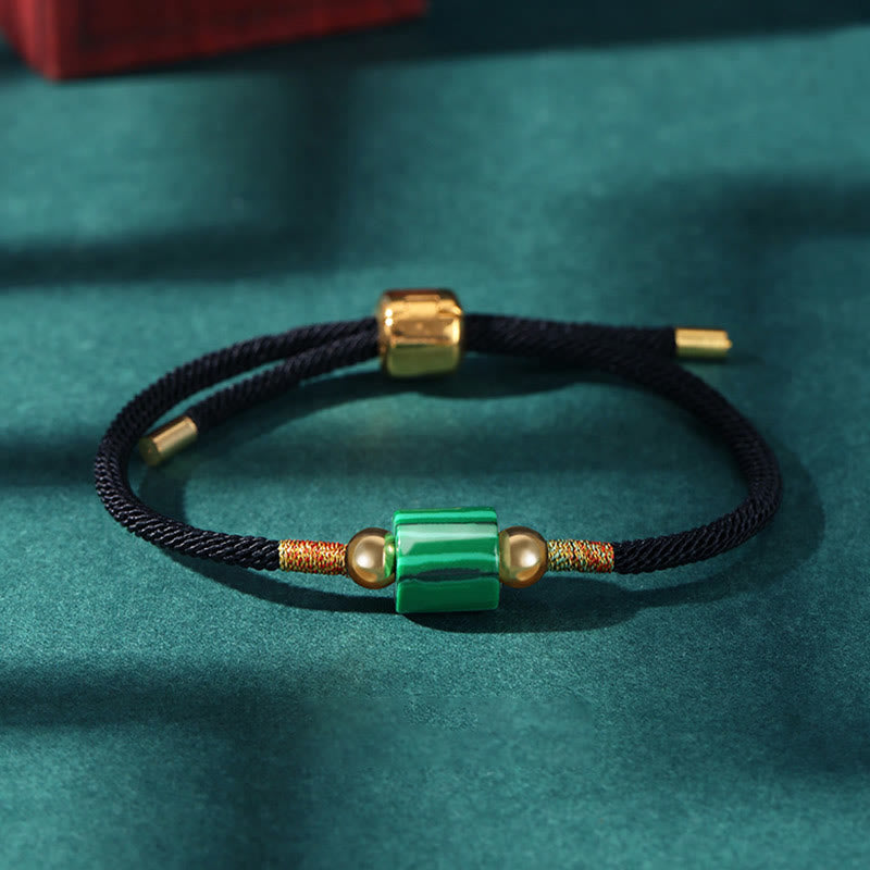 Buddha Stones Tibet Handmade Green Aventurine Red Stone Malachite Luck Protection Braided Rope Bracelet - Malachite - Black(Wrist Circumference 14-20cm) - image 17