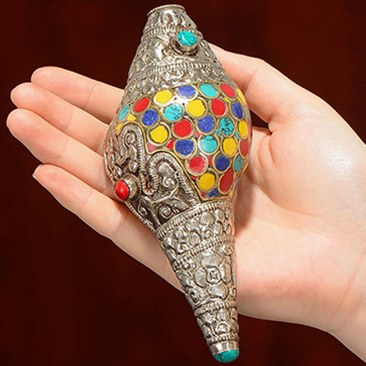 Tibetan Handmade Natural Shankha Colorful Conch Shell Seashell Wealth Home Decoration - image 11