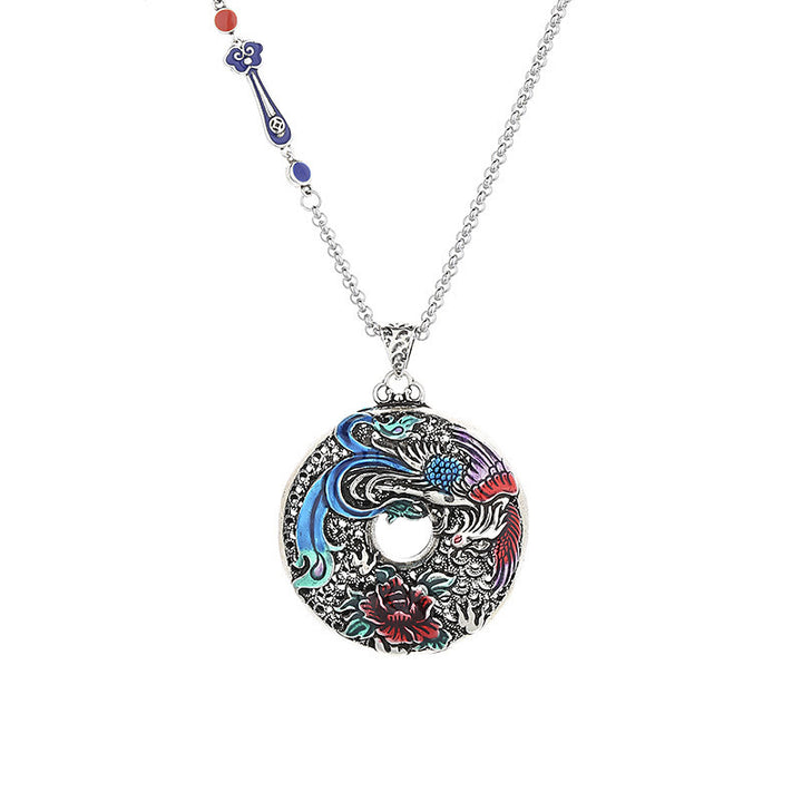 Buddha Stones Phoenix Peony Flower Luck Protection Necklace Pendant - image 4