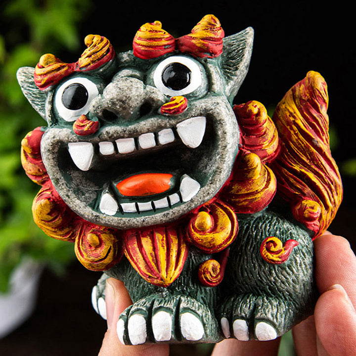 Buddha Stones Small Pair of Lion Fu Foo Dogs Ward Off Evil Protection Home Resin Decoration - image 5