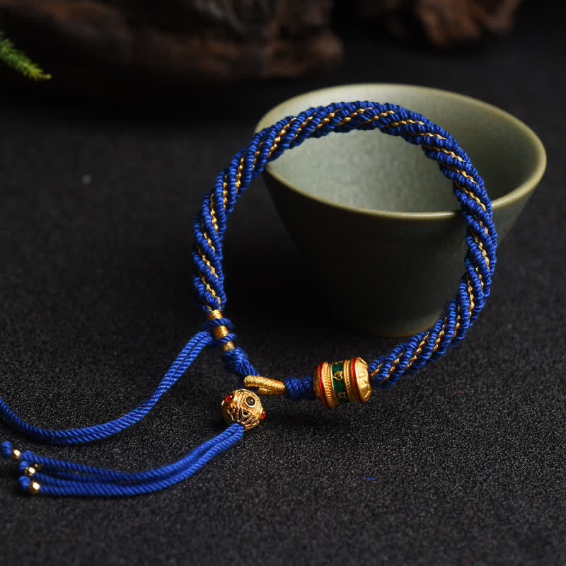 Buddha Stones Tibetan Handmade Luck Prayer Wheel Bead Charm Weave Colorful String Bracelet - image 10