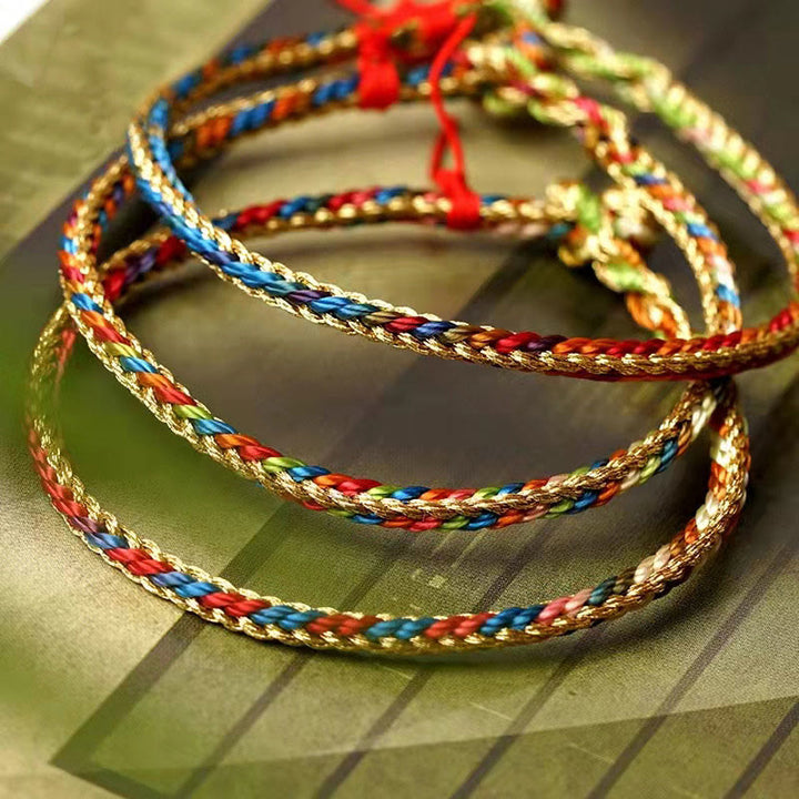 Buddha Stones 925 Sterling Silver Fu Character Zongzi Pattern Multicolored String Luck Handmade Braided Bracelet - image 14