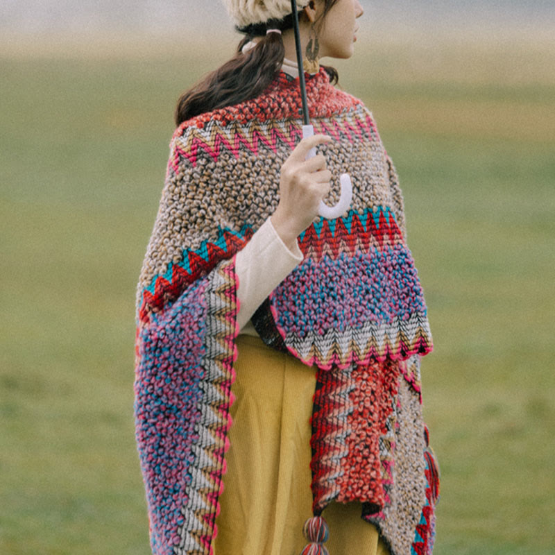 Buddha Stones Tibetan Shawl Knitting Warm Cloak Tibetan Tassel Scarf - image 1