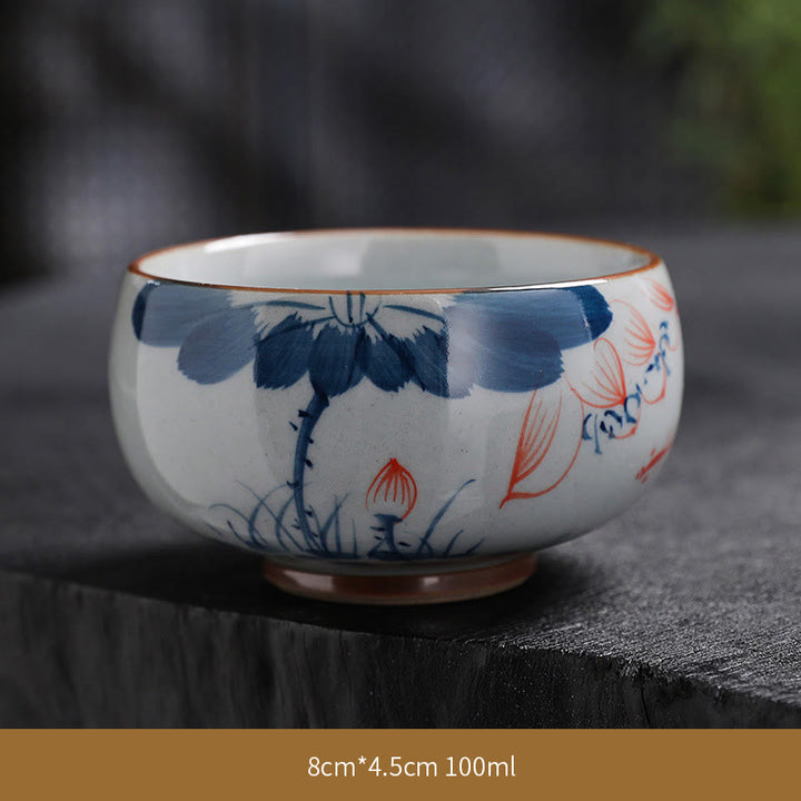 Buddha Stones Lotus Flower Leaf Bamboo Ceramic Teacup Kung Fu Tea Cups - Lotus - 8cm*4.5cm*100ml - image 4