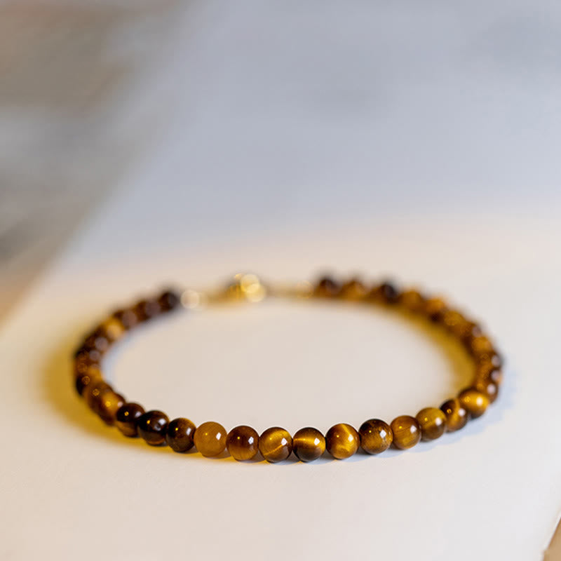 Buddha Stones 14K Gold Plated Natural Tiger Eye Stone Courage Protection Bracelet - image 12
