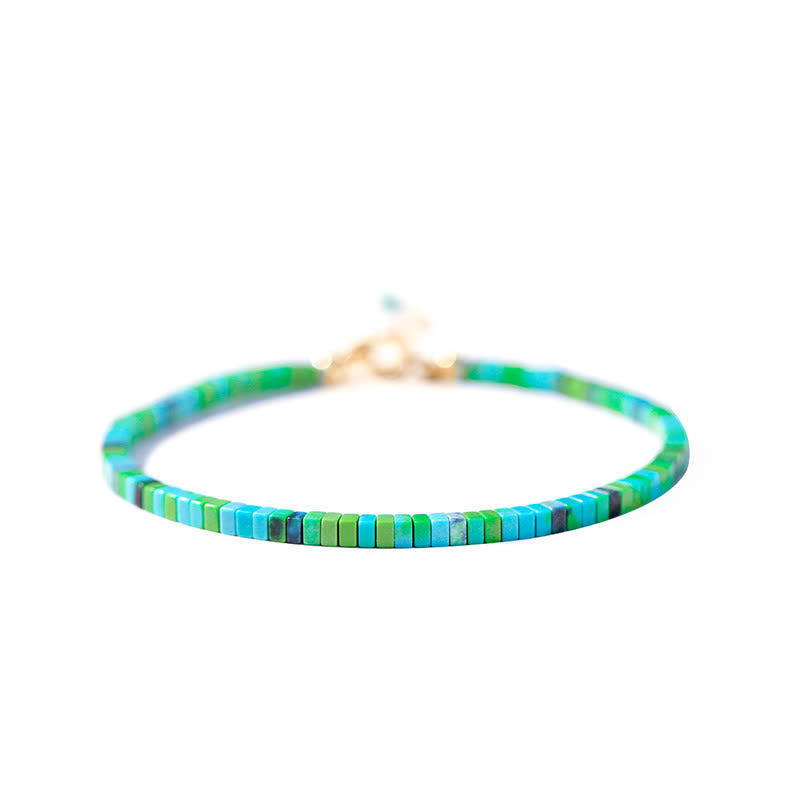 Buddha Stones Turquoise Beaded Friendship Strength Chain Bracelet - image 7