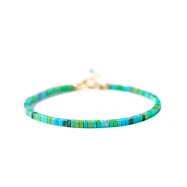 Buddha Stones Turquoise Beaded Friendship Strength Chain Bracelet - image 7