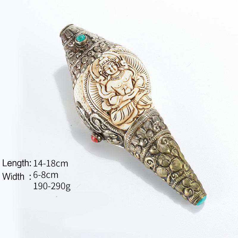 Tibetan Handmade Engraved Shankha Buddha Conch Shell Wealth Positive Decoration - Longevity Buddha - image 9