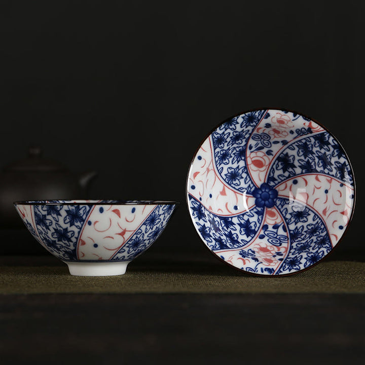 Buddha Stones Flowers Fu Character Mountains Lotus Cherry Blossoms Ceramic Teacup Kung Fu Tea Cup - Red And Blue Flowers 8.5cm*4cm*90ml - image 18