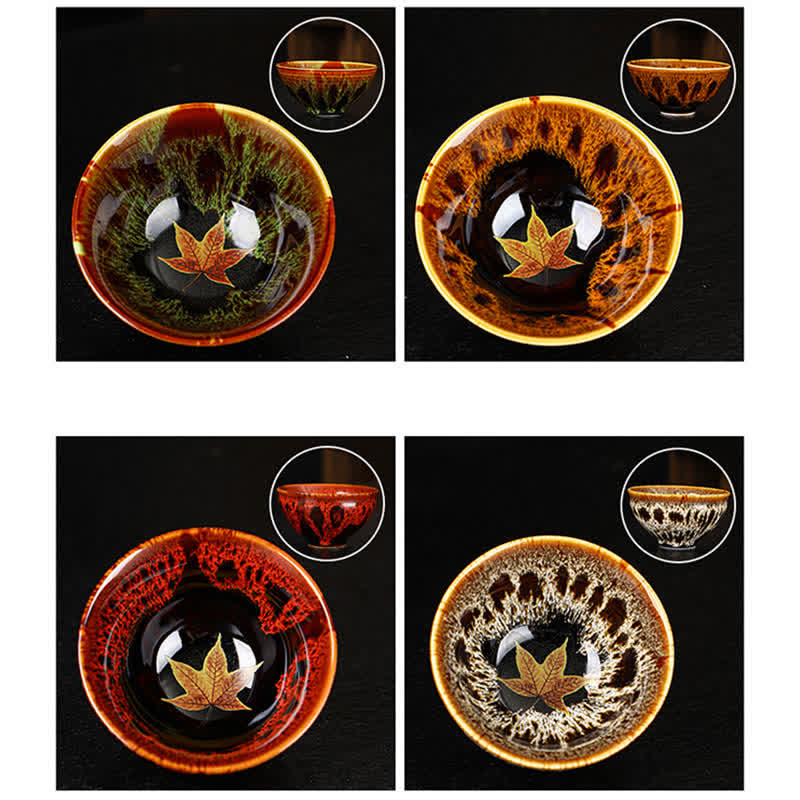 Buddha Stones Maple Leaf Colorful Ceramic Teacup Home Tea Cups - image 29