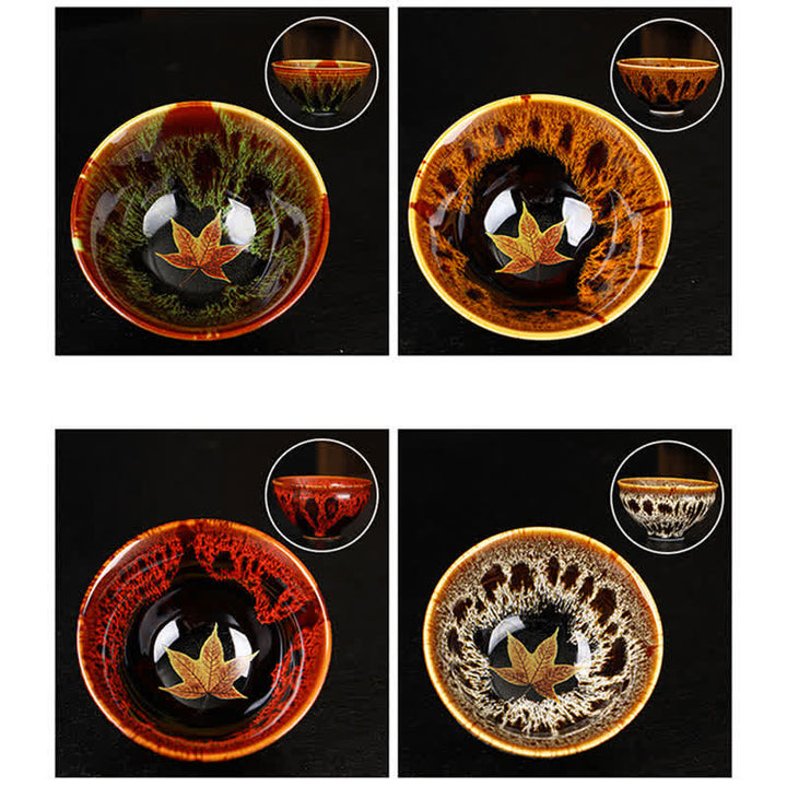 Buddha Stones Maple Leaf Colorful Ceramic Teacup Home Tea Cups - image 29