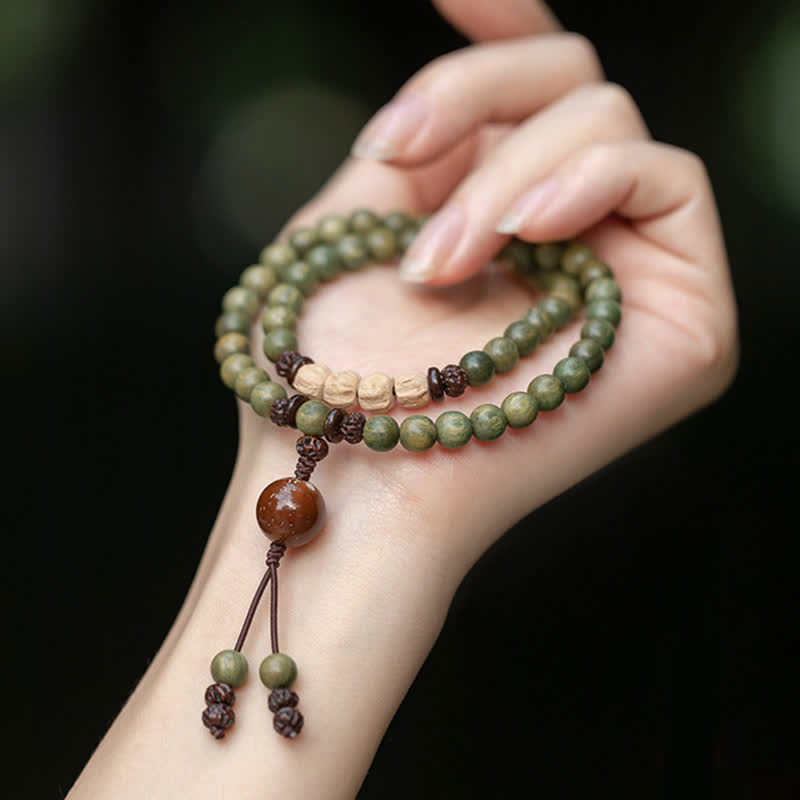 Buddha Stones Green Sandalwood Positive Peace Bracelet - image 5
