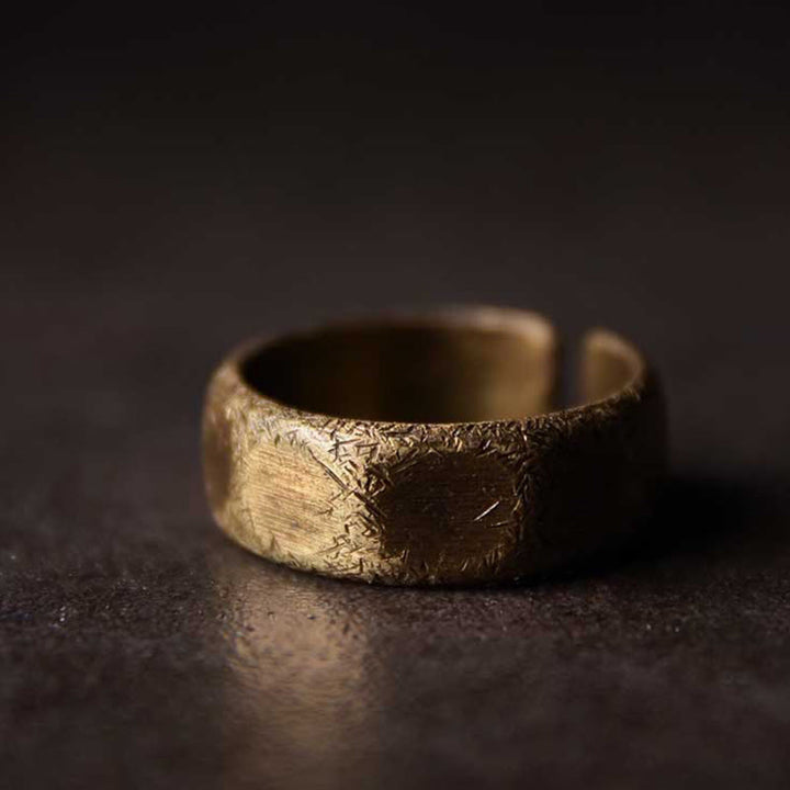 Buddha Stones Tibetan Simple Design Copper Brass Frosted Wealth Ring - image 6