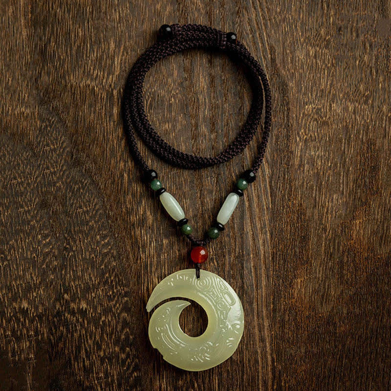 Buddha Stones Peace Buckle Jade Small Leaf Red Sandalwood Cinnabar Agate Luck Necklace Pendant - image 0