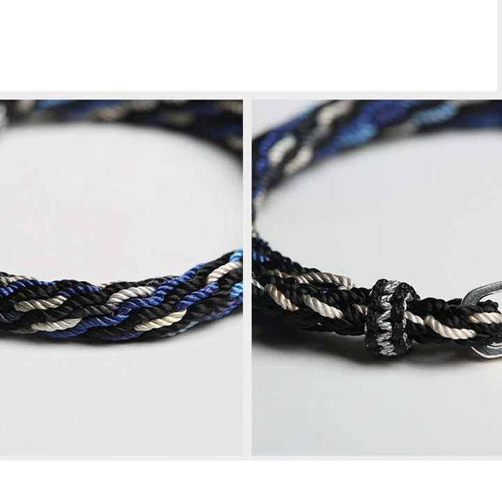 Buddha Stones 925 Sterling Silver Koi Fish Wealth Reincarnation Knot Braid String Bracelet - image 8