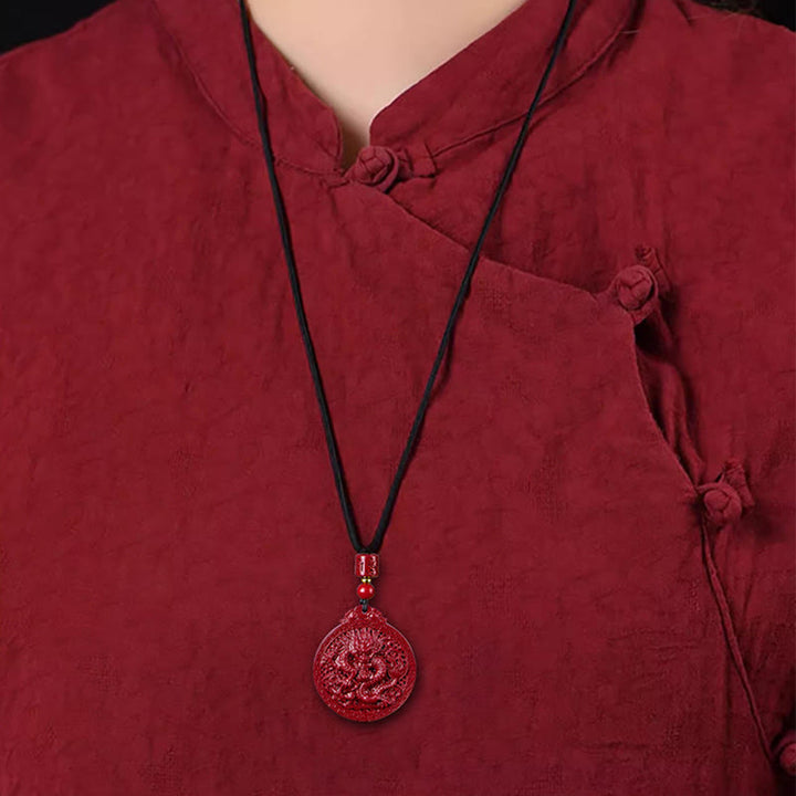 Buddha Stones Year of the Dragon Natural Cinnabar Dragon Protection Necklace Pendant - image 12