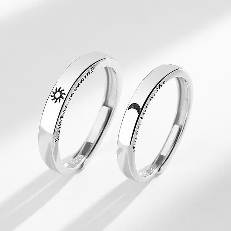 Buddha Stones 925 Sterling Silver Sun Moon Protection Adjustable Couple Ring - image 1