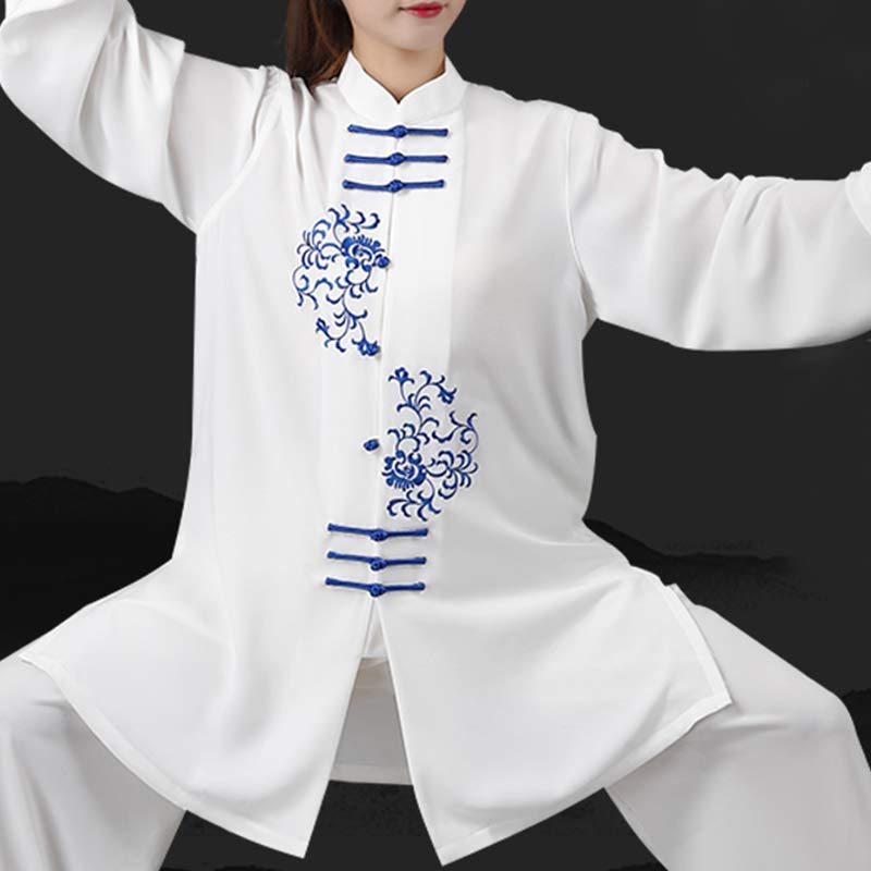 Buddha Stones Flower Embroidery Meditation Prayer Spiritual Zen Tai Chi Qigong Practice Unisex Clothing Set - image 9