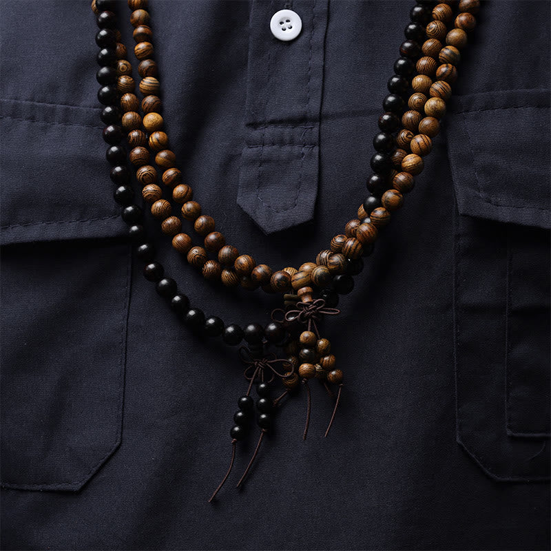 Buddha Stones 108 Mala Beads Bracelet Prayer Meditation Sandalwood Elastic - image 4
