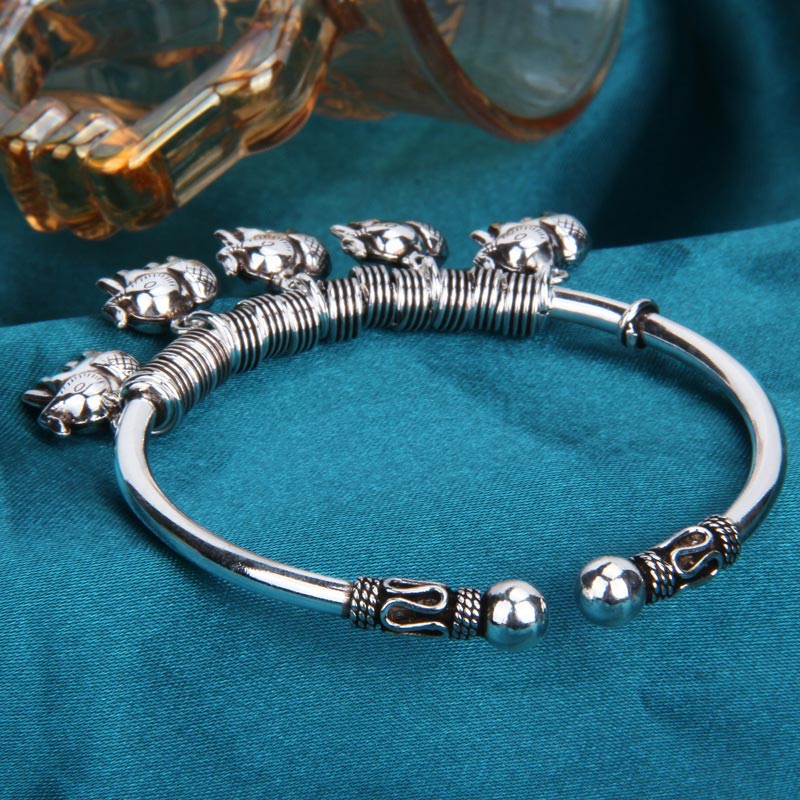 Buddha Stones 925 Sterling Silver Elephant Strength Bracelet Bangle - image 9