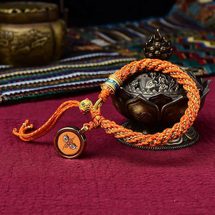 Buddha Stones Tibetan Handmade Luck Thangka Prayer Wheel Charm Weave String Bracelet - Orange&Thangka - image 22