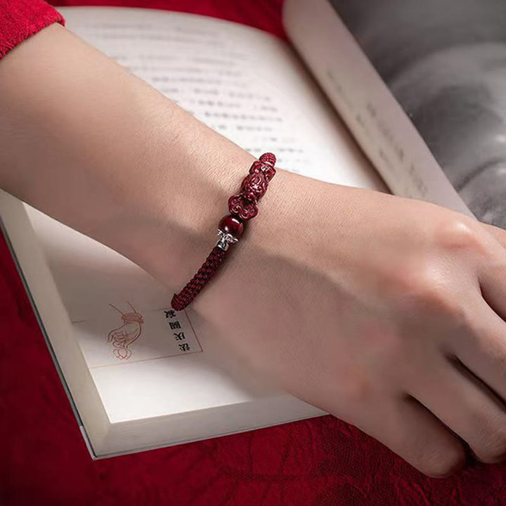 Buddha Stones Handcrafted PiXiu Cinnabar Wealth Luck Braided Bracelet - image 11